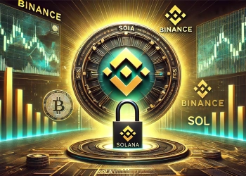 Binance temporarily suspending Solana SOL withdrawals. The design features the Binance logo promine