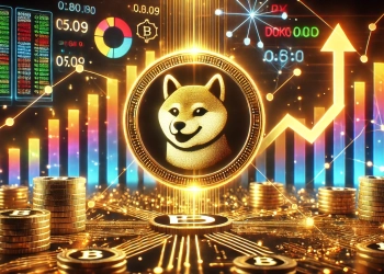 Shiba Inu cryptocurrency featuring the Shiba Inu dog logo prominently displayed over a glowing blockchain network