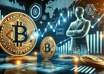 featuring Bitcoin BTC prominently with a futuristic financial chart and a glowing market trend graph in the backgroun