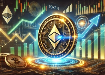featuring a generic token concept with glowing financial charts in the background. The image highlights dramatic growth