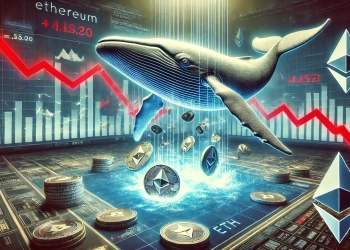Ethereum ETH whale sale impacting the market. The image features a large whale symbolizing a major i