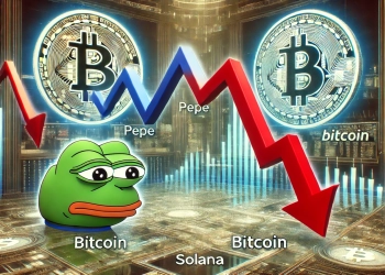 PEPE Bitcoin and Solana. The image features the logos of PEPE Bitcoin and Solana with d