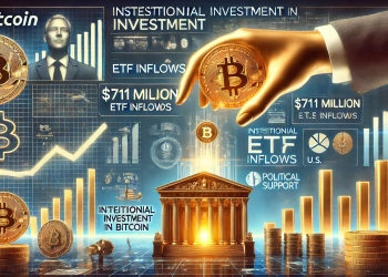 a large investment being made into Bitcoin by an institutional company. The scene includes