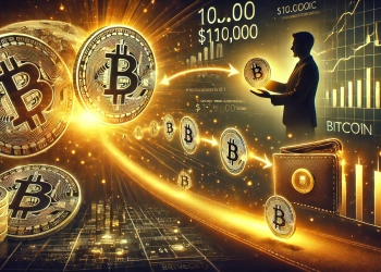 cryptocurrency themed image showing Bitcoin BTC being moved from exchanges to private wallets. Illustrate 10000 BTC sym