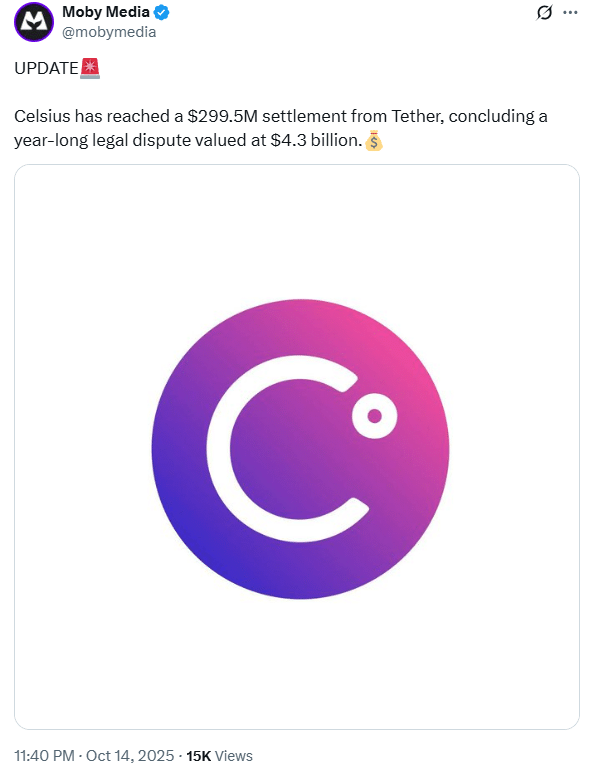 Celsius Tether Settlement