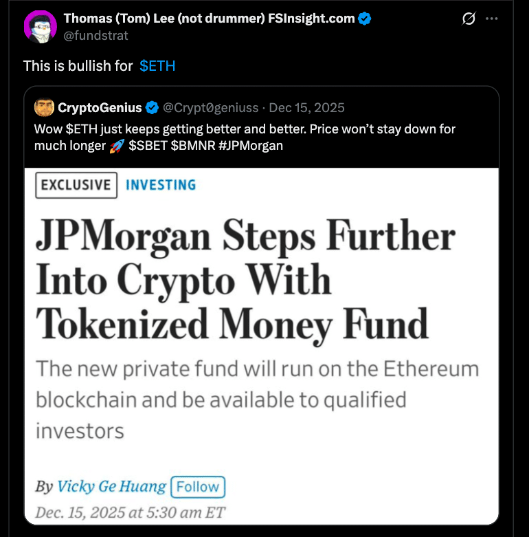 JPMorgan Ethereum Fund Signals Big Boost for Blockchain Finance