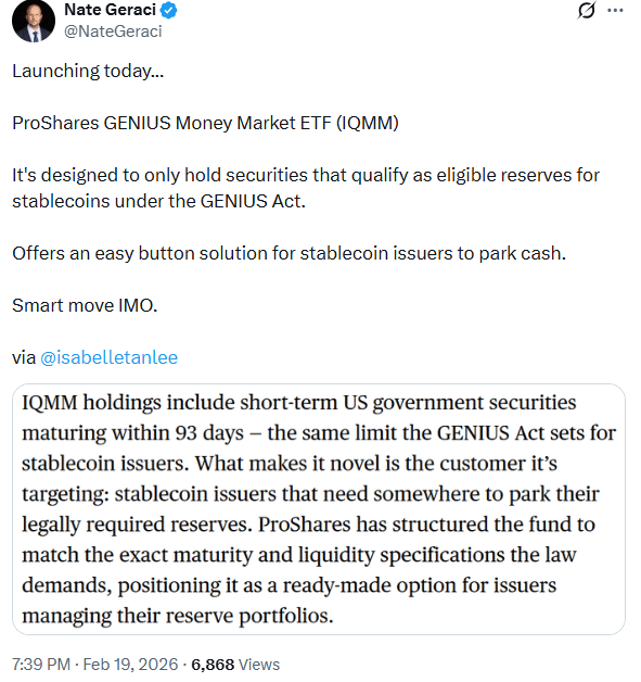 ProShares Launches GENIUS Act ETF for Stablecoin Reserve Compliance 6 GENIUS Act ETF