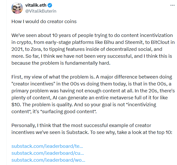 Why Vitalik Buterin Thinks Creator Coins Should Reward Taste Over Hype