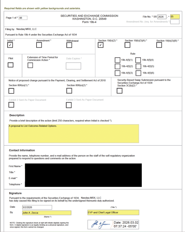 Nasdaq Files With SEC to Launch Nasdaq-100 Prediction Markets 6 Prediction market