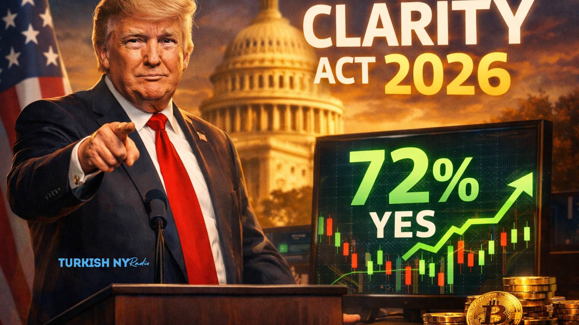 Prediction Market Prices CLARITY Act 2026 at 72% After Trump Push 5 Prediction Market Prices CLARITY Act 2026 at 72% After Trump Push