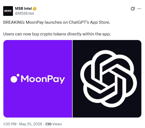MoonPay ChatGPT Integration Expands Crypto Buying Through AI Apps 6 MoonPay ChatGPT Integration