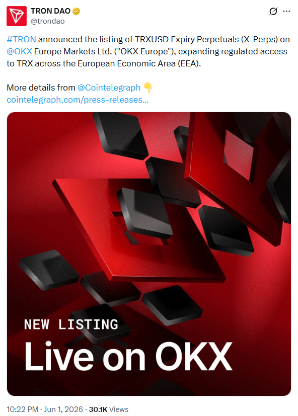 TRX Derivatives Trading Launches on OKX Europe Under MiFID Rules 6 TRX Derivatives