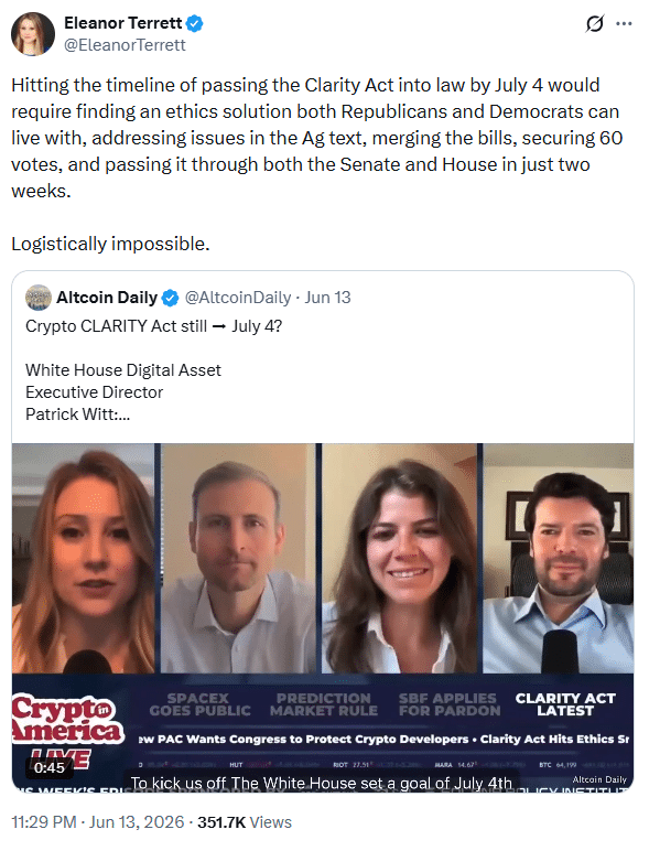 CLARITY Act Could Pass Before July 4 as Crypto Regulation Debate Intensifies 6 CLARITY Act