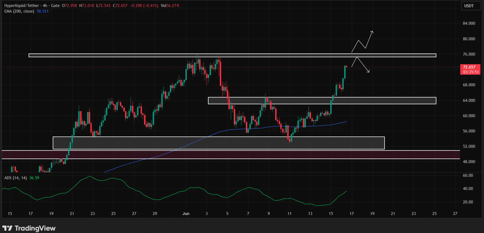 Hyperliquid Rally Builds as Bulls Push Toward $76 Breakout 7 Hyperliquid price